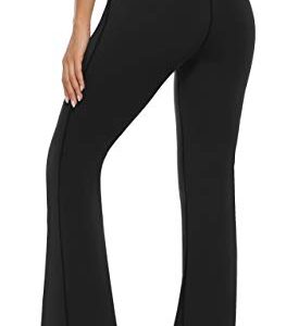 AFITNE Yoga Pants for Women Bootcut Work Pants with Pockets High Waisted Workout Bootleg Yoga Pants Flared Athletic Pants Black - 3XL