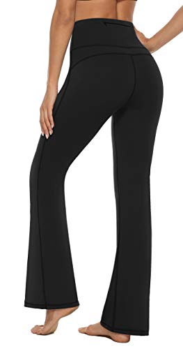 AFITNE Yoga Pants for Women Bootcut Work Pants with Pockets High Waisted Workout Bootleg Yoga Pants Flared Athletic Pants Black - 3XL