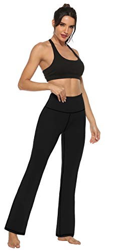 AFITNE Yoga Pants for Women Bootcut Work Pants with Pockets High Waisted Workout Bootleg Yoga Pants Flared Athletic Pants Black - 3XL