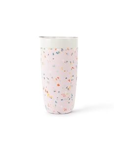 w&p porter insulated tumbler 20 oz | no metallic aftertaste ceramic coated for water, coffee, & tea | wide mouth vacuum insulated | dishwasher safe, blush terrazzo