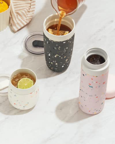 W&P Porter Insulated Tumbler 20 oz | No Metallic Aftertaste Ceramic Coated for Water, Coffee, & Tea | Wide Mouth Vacuum Insulated | Dishwasher Safe, Blush Terrazzo