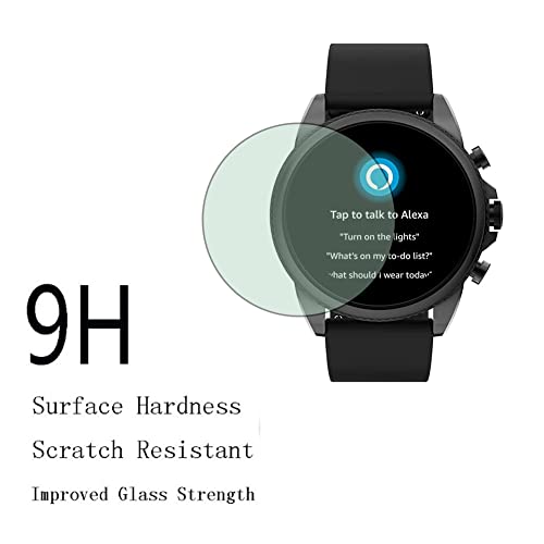 SHUAXI Watch Screen Protector (3+1Pack) Compatible with Fossil Gen 6 44mm, Tempered Glass Film Anti-Scratch High Definition Full Coverage and Soft TPU Protective Case, Black