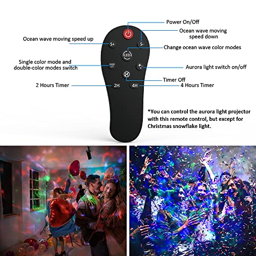 Yokgrass 2 in 1 Halloween Christmas Projector Light, Outdoor Water Wave Laser Aurora Holiday Spotlight with Remote Control, Waterproof Projector for Indoor Party Garden Landscape Tree Decoration