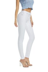flying banana women's white mid rise comfy stretch denim skinny jeans (white, 14)