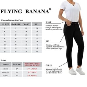 FLYING BANANA Women's White Mid Rise Comfy Stretch Denim Skinny Jeans (White, 14)