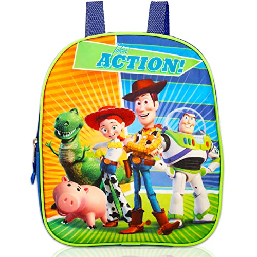 Buzz Lightyear Backpack Toddler - 11" Toy Story Backpack for Kids Bundle with Toy Story Stickers, Door Hanger | Lightyear Mini Backpack