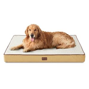 bedsure orthopedic dog bed for xl dogs - memory foam dog beds, 2-layer thick pet bed with removable washable cover and waterproof lining (44x32x4 inches), spicy mustard