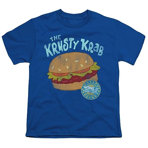 Popfunk Spongebob Krusty Krab Unisex Youth T Shirt (Medium) Royal Blue