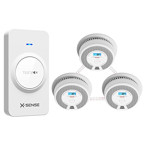 X-Sense Wireless Interconnected Combination Smoke and CO Alarms SC07-W (3-Pack) and Remote Control