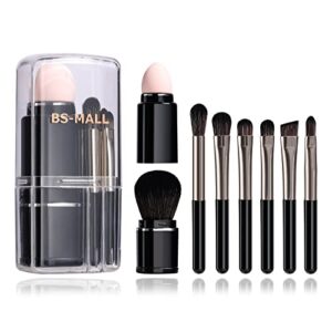 bs-mall makeup brush set travel premium synthetic foundation powder concealers eye shadows blush makeup brushes purse size with case (black)