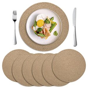 round jute placemats, woven braided place mats, natural farmhouse table placemats for dining table, 11.8 inch