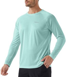 men's long sleeve shirts upf 50+ spf sun protection shirts for fishing hiking rash guard swim light green l