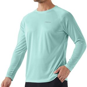 Men's Long Sleeve Shirts UPF 50+ SPF Sun Protection Shirts for Fishing Hiking Rash Guard Swim Light Green L