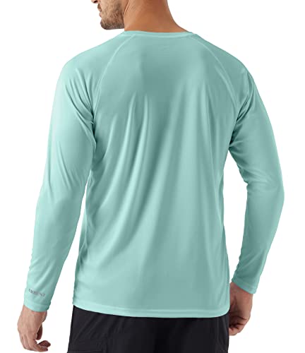 Men's Long Sleeve Shirts UPF 50+ SPF Sun Protection Shirts for Fishing Hiking Rash Guard Swim Light Green L