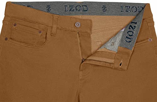 IZOD Mens Mid-Weight Comfort Stretch Knit Denim 5 Pocket Pant (as1, Waist_Inseam, Numeric_34, Numeric_29, Regular, Regular, Taupe, 34W x 29L)