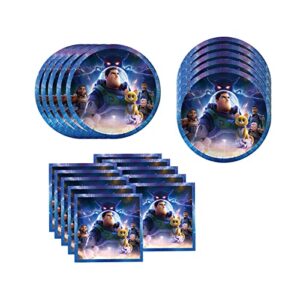 buzz lightyear party supplies 40pack include 20 plates, 20 napkins for buzz lightyear birthday party decoration