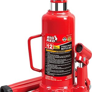 BIG RED 12 Ton (24,000 LBs) Torin Welded Hydraulic Car Bottle Jack for Auto Repair and House Lift, Red, TAM91203B