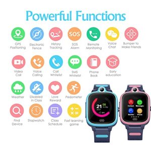 4G GPS smart watch for boy girl 3-15 years old Kids Global Real-Time tracking watches Waterproof Cell Phone watch Child Video Chat Device SOS Alarm Camera Geo-Fence Pedometer Anti-Lost Tracker Locator