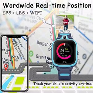 4G GPS smart watch for boy girl 3-15 years old Kids Global Real-Time tracking watches Waterproof Cell Phone watch Child Video Chat Device SOS Alarm Camera Geo-Fence Pedometer Anti-Lost Tracker Locator