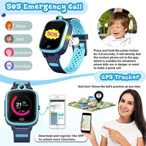 4G GPS smart watch for boy girl 3-15 years old Kids Global Real-Time tracking watches Waterproof Cell Phone watch Child Video Chat Device SOS Alarm Camera Geo-Fence Pedometer Anti-Lost Tracker Locator