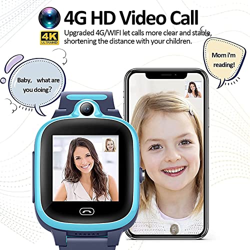 4G GPS smart watch for boy girl 3-15 years old Kids Global Real-Time tracking watches Waterproof Cell Phone watch Child Video Chat Device SOS Alarm Camera Geo-Fence Pedometer Anti-Lost Tracker Locator