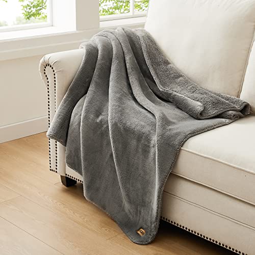 UGG 18961 Whitecap Plush Flannel Oversized Reversible Fleece Throw Blanket Comfortable Lightweight Cozy Hotel Style Home Decor Luxurious Machine Washable Easy Care Blankets, 70 x 50-Inch, Seal