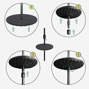 20" Patio Umbrella Table Tray, Outdoor Adjustable Umbrella Table with Umbrella Hole, Portable Round Table Top for Beach Patio Garden Swimming Pool,Black