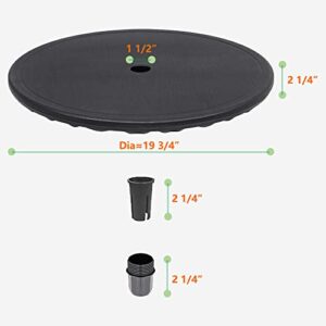 20" Patio Umbrella Table Tray, Outdoor Adjustable Umbrella Table with Umbrella Hole, Portable Round Table Top for Beach Patio Garden Swimming Pool,Black