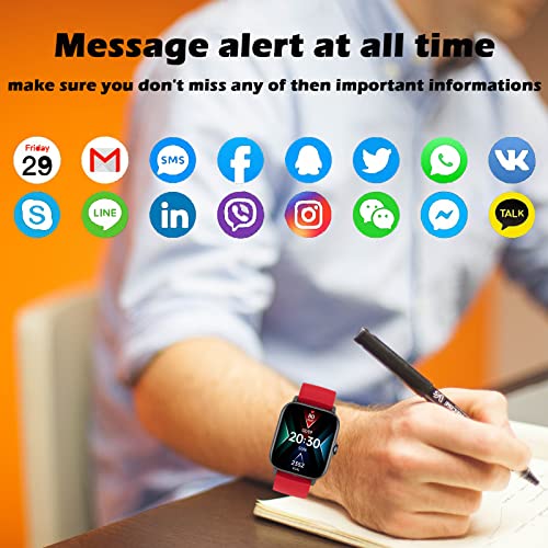 Bluetooth Smart Watch for Women Men Fitness Activity Tracker Compatible with iPhone Android Waterproof HD Full Touch Screen Health Smartwatch with Call Text Pedometer Heart Rate Message Reminder etc.