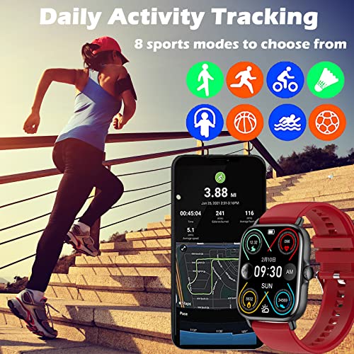 Bluetooth Smart Watch for Women Men Fitness Activity Tracker Compatible with iPhone Android Waterproof HD Full Touch Screen Health Smartwatch with Call Text Pedometer Heart Rate Message Reminder etc.