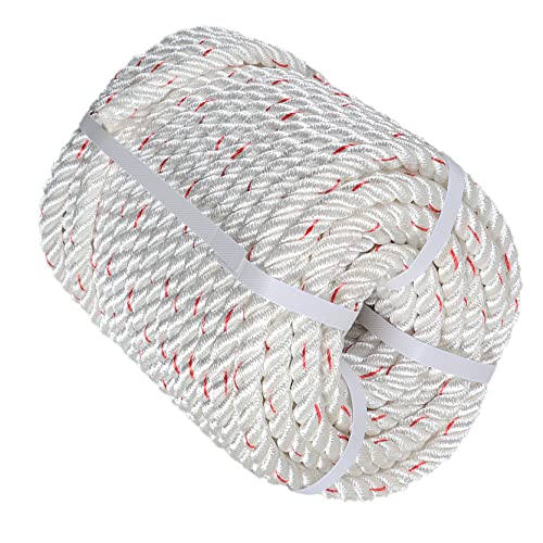 TINVHY 5/8Inch x 150FT Arborist Bull Rope, Double Braid Polyester Rope, Tree Rigging Line Utility Rope for Halyard, Sailboat Weathered Line, Tree Work, Camping, Swings, Tying Goods