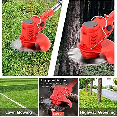 Weed Wacker Cordless Grass Trimmer Electric Weed 90~120cm Retractable, 3 Kinds of Adjustable Blades, 24v Electric Cordless Garden Trimmer with Battery and Charger for Garden (RED)