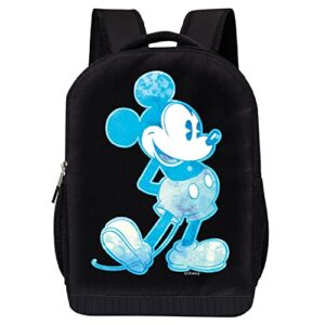 disney mickey mouse black backpack for kids and adults - 17 inch air mesh padded knapsack for school and travel (blue)