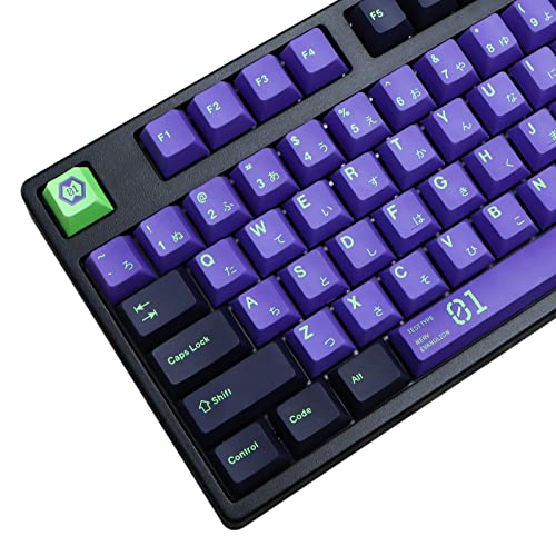 Keycaps Purple and Black, MOLGRIA 128 Set Unit-01 Keycaps for Gaming Keyboard, PBT Cherry Profile Dye Sublimation Keycaps for Gateron Kailh Cherry MX 104/87/74/61 60/75 Percent Keyboard