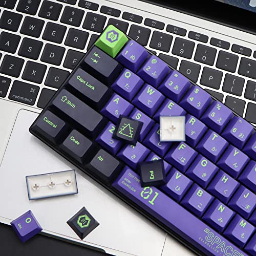 Keycaps Purple and Black, MOLGRIA 128 Set Unit-01 Keycaps for Gaming Keyboard, PBT Cherry Profile Dye Sublimation Keycaps for Gateron Kailh Cherry MX 104/87/74/61 60/75 Percent Keyboard