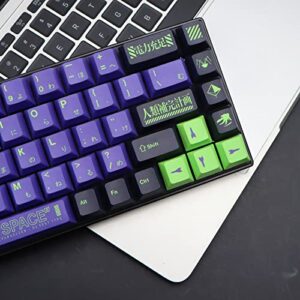 Keycaps Purple and Black, MOLGRIA 128 Set Unit-01 Keycaps for Gaming Keyboard, PBT Cherry Profile Dye Sublimation Keycaps for Gateron Kailh Cherry MX 104/87/74/61 60/75 Percent Keyboard