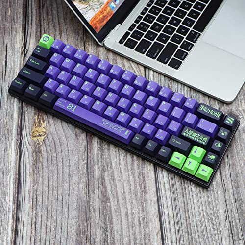 Keycaps Purple and Black, MOLGRIA 128 Set Unit-01 Keycaps for Gaming Keyboard, PBT Cherry Profile Dye Sublimation Keycaps for Gateron Kailh Cherry MX 104/87/74/61 60/75 Percent Keyboard