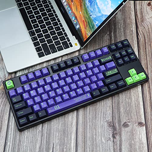 Keycaps Purple and Black, MOLGRIA 128 Set Unit-01 Keycaps for Gaming Keyboard, PBT Cherry Profile Dye Sublimation Keycaps for Gateron Kailh Cherry MX 104/87/74/61 60/75 Percent Keyboard