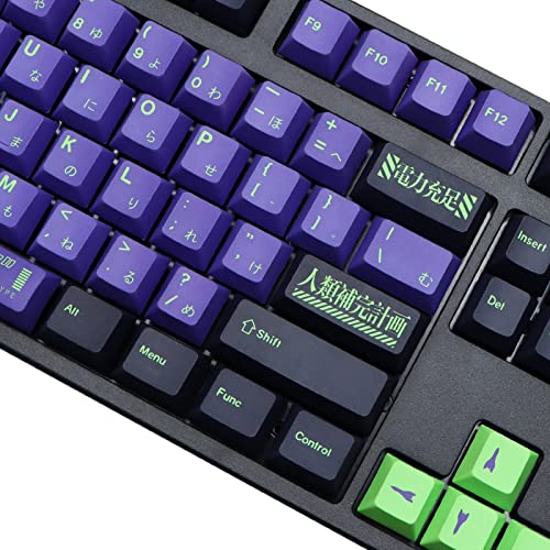 Keycaps Purple and Black, MOLGRIA 128 Set Unit-01 Keycaps for Gaming Keyboard, PBT Cherry Profile Dye Sublimation Keycaps for Gateron Kailh Cherry MX 104/87/74/61 60/75 Percent Keyboard