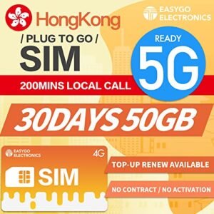 hong kong sim card 30day 50gb 4g 200mins local call 4g lte prepaid sim card +852 number