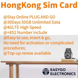 Hong Kong Sim Card 30Day 50GB 4G 200mins Local Call 4G LTE prepaid sim Card +852 Number