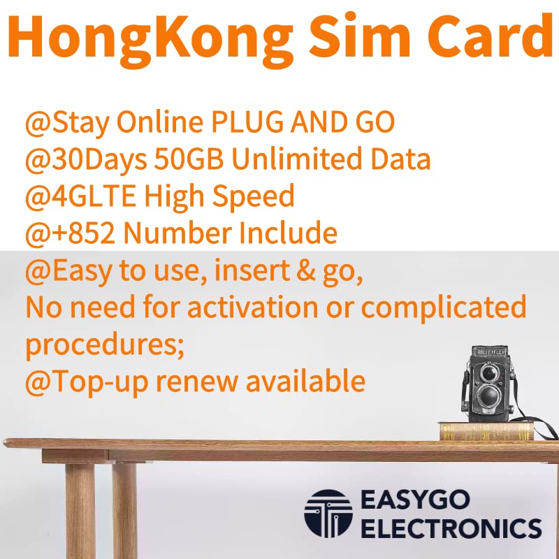 Hong Kong Sim Card 30Day 50GB 4G 200mins Local Call 4G LTE prepaid sim Card +852 Number