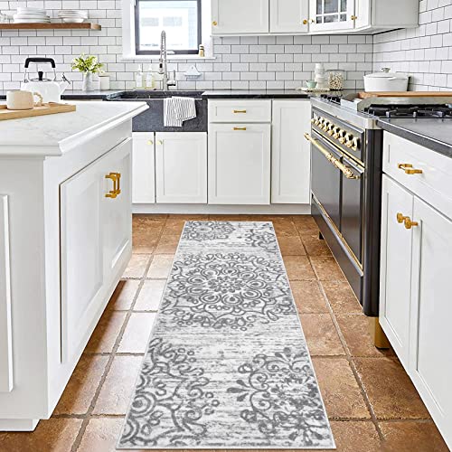 HEBE Vintage Runner Rug 2x6 Ft Non Slip Distressed Medallion Area Rugs Washable Boho Floor Carpet Runner for Hallways Entryway Laundry Room Kitchen Bathroom