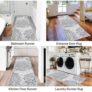 HEBE Vintage Runner Rug 2x6 Ft Non Slip Distressed Medallion Area Rugs Washable Boho Floor Carpet Runner for Hallways Entryway Laundry Room Kitchen Bathroom