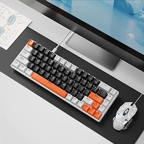 MageGee Portable 60% Mechanical Gaming Keyboard, MK-Box LED Backlit Compact 68 Keys Mini Wired Office Keyboard with Blue Switch for Windows Laptop PC Mac - Black/White