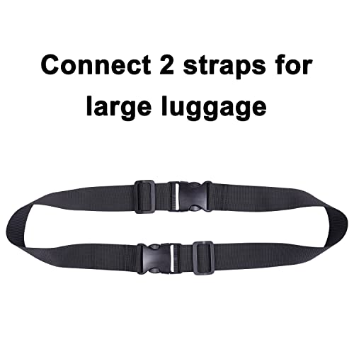 Wisdompro 2 Pcs Add a Bag Luggage Strap, Heavy Duty Adjustable Suitcase Belt Travel Attachment Travel Accessories for Connecting Your Luggage - Black, 31 Inch