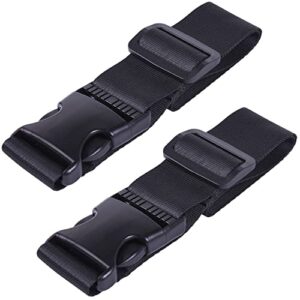 wisdompro 2 pcs add a bag luggage strap, heavy duty adjustable suitcase belt travel attachment travel accessories for connecting your luggage - black, 31 inch