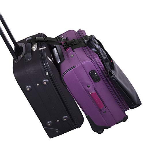 Wisdompro 2 Pcs Add a Bag Luggage Strap, Heavy Duty Adjustable Suitcase Belt Travel Attachment Travel Accessories for Connecting Your Luggage - Black, 31 Inch