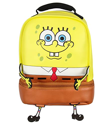 INTIMO Nickelodeon SpongeBob SquarePants Character Face Dual Compartment Lunch Box Bag