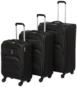 delsey paris sky max 2.0 softside expandable luggage with spinner wheels, black, checked-medium, 24 inch